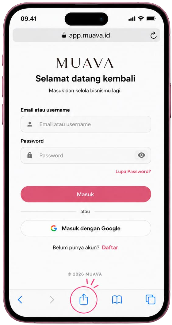 Langkah 2 tap tombol Share di Safari